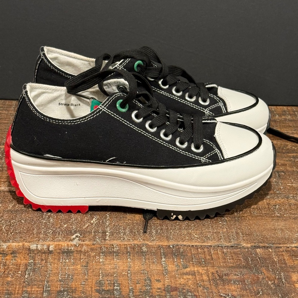 Heavenly Feet Strata Platform Sneakers Womens Size 7.5 Black Chunky Sole Canvas